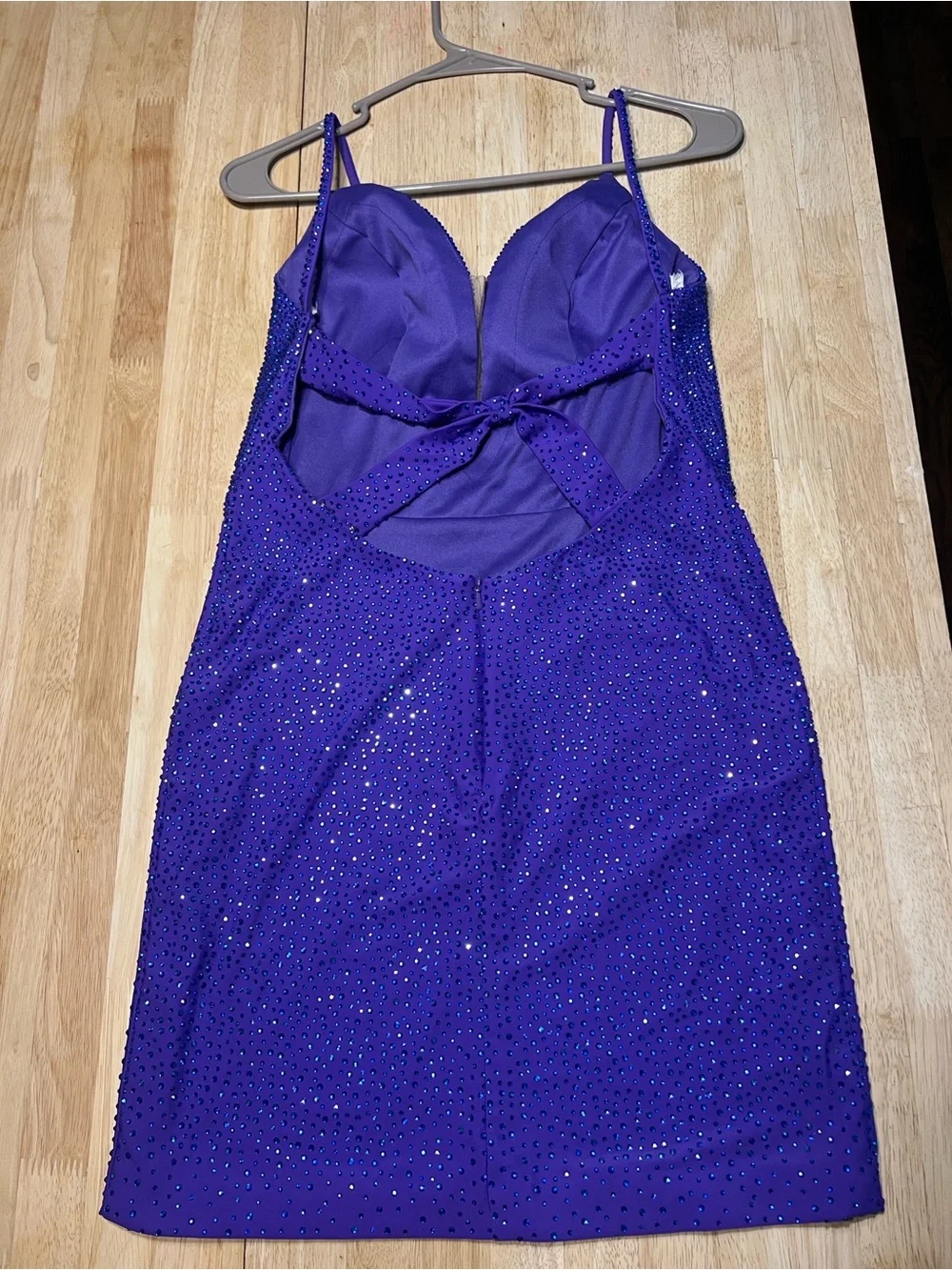 Electric Purple Sequin Spaghetti Strap Prom Dress